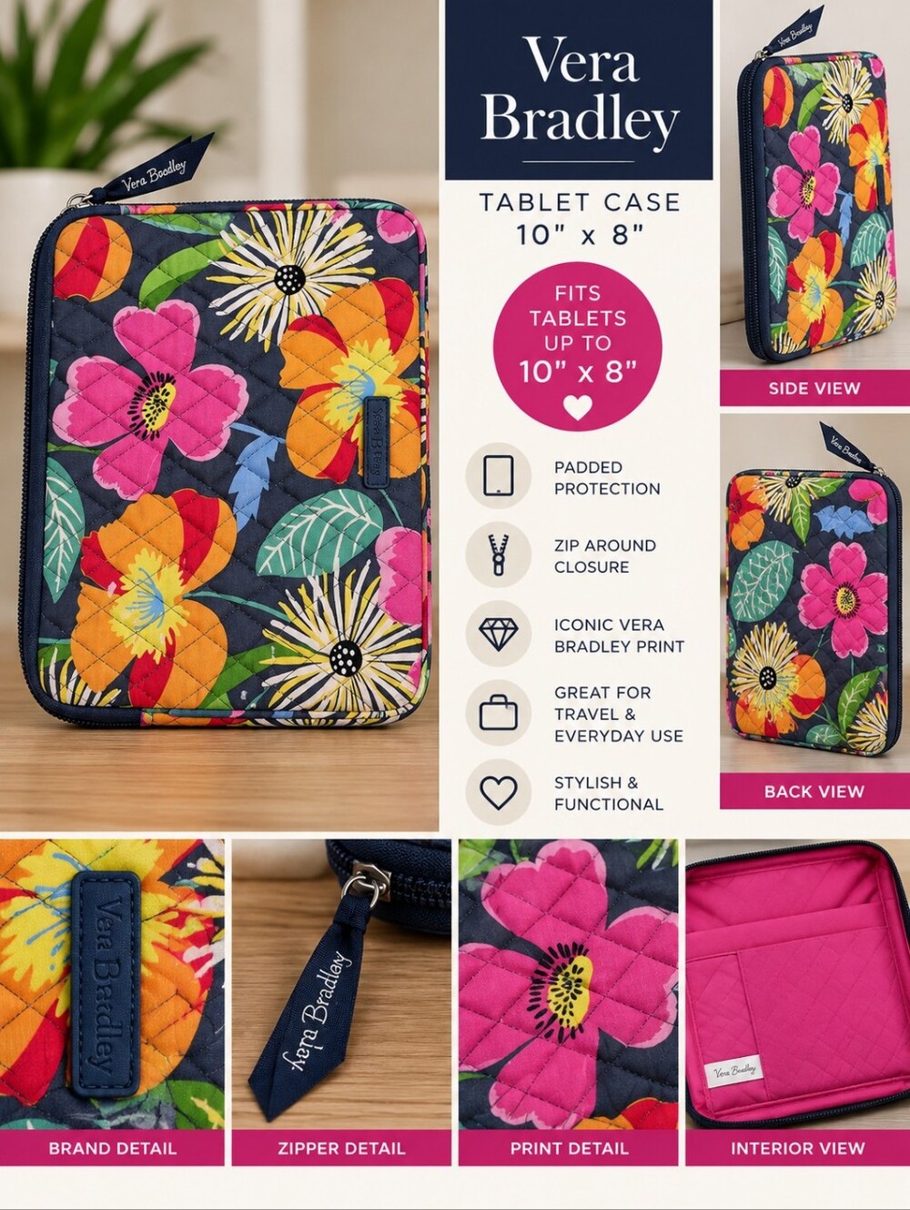 Vera Bradley women's 10x8 inch floral tablet case #32